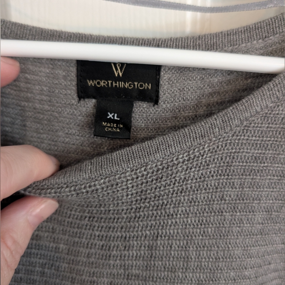 Gray XL Worthington Ribbed Sweater - Picture 3 of 4